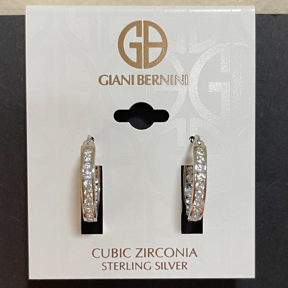 NWT Giani Bernini Sterling Silver CZ Hoop Earrings
